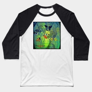 Girl in a Forest 2- Woodcut Print Baseball T-Shirt